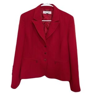 Tahari Red Classic Single-Breasted Blazer Women’s Size 12 Lined Workwear Jacket
